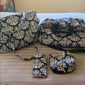 Floral Black and White Vera Bradley Travel Bag Set